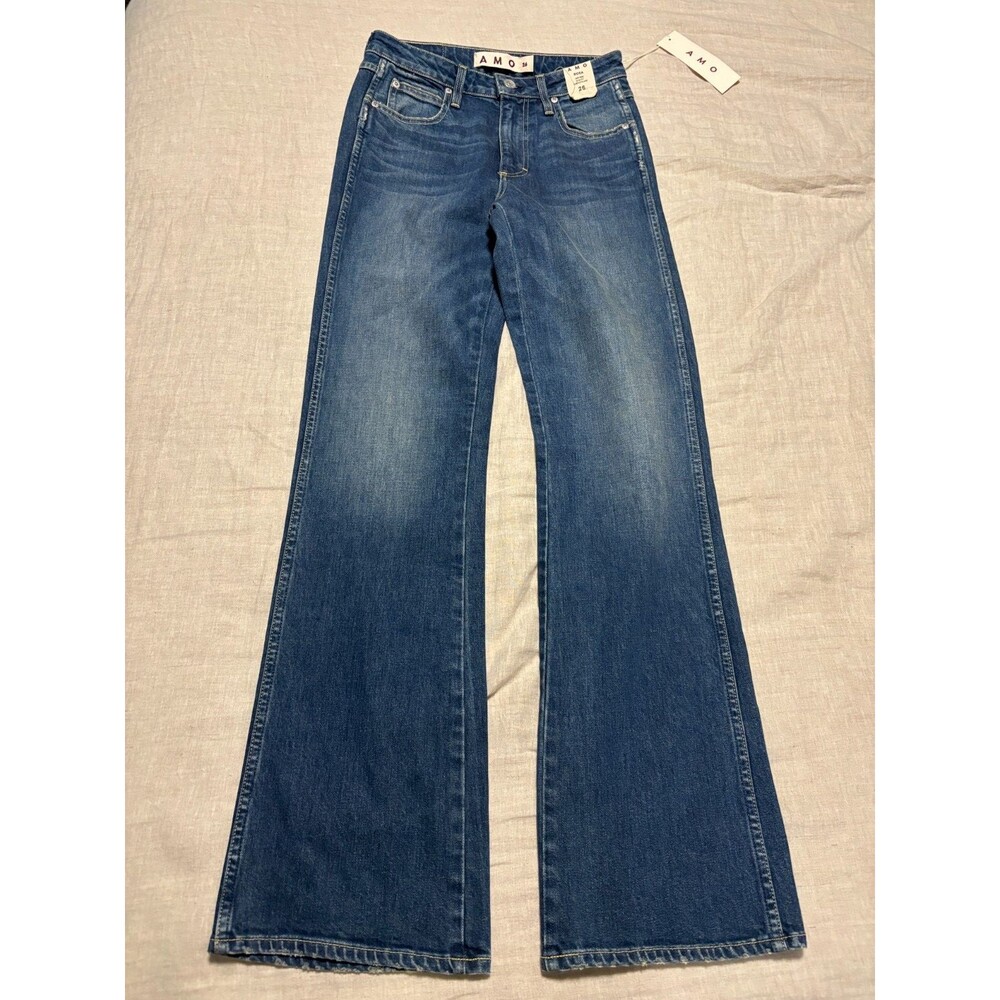AMO Rosa Jeans Womens Size 26 Blue Mid Rise Slim Fit Subtle Flare